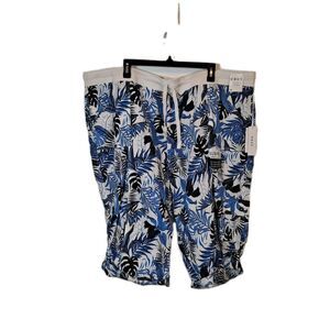 Dash Suzanne Women's Plus Capri Pants Size 3X Caribbean Blue Palm Comfort Waist